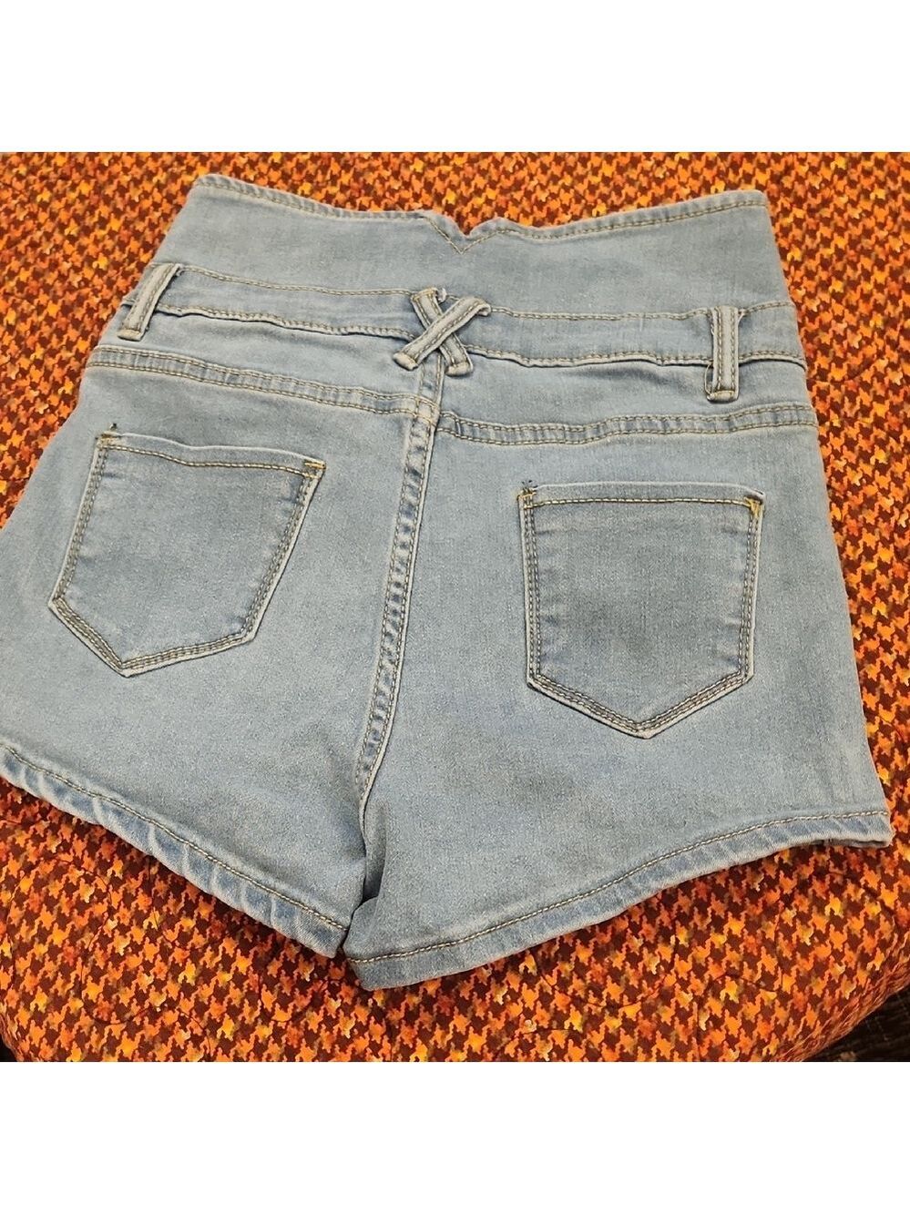 SHEIN High Waist Denim Shorts Light Blue - Picture 6 of 11